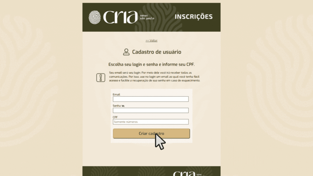 Preencha os campos de e-mail e senha.
