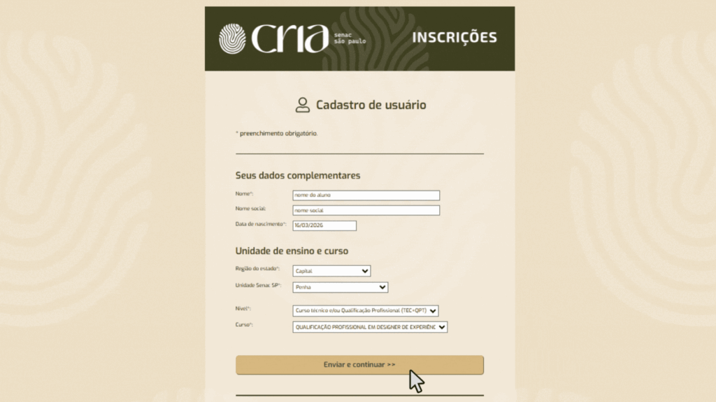 Preencha as informações solicitadas no formulário
