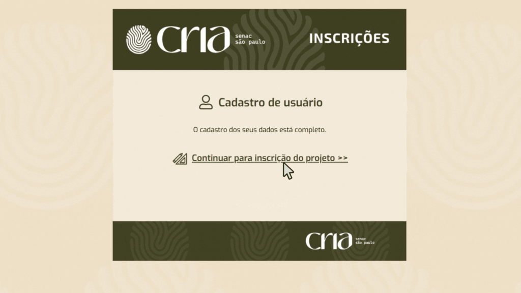 mensagem indicando sucesso ou a necessidade de preencher alguma informação