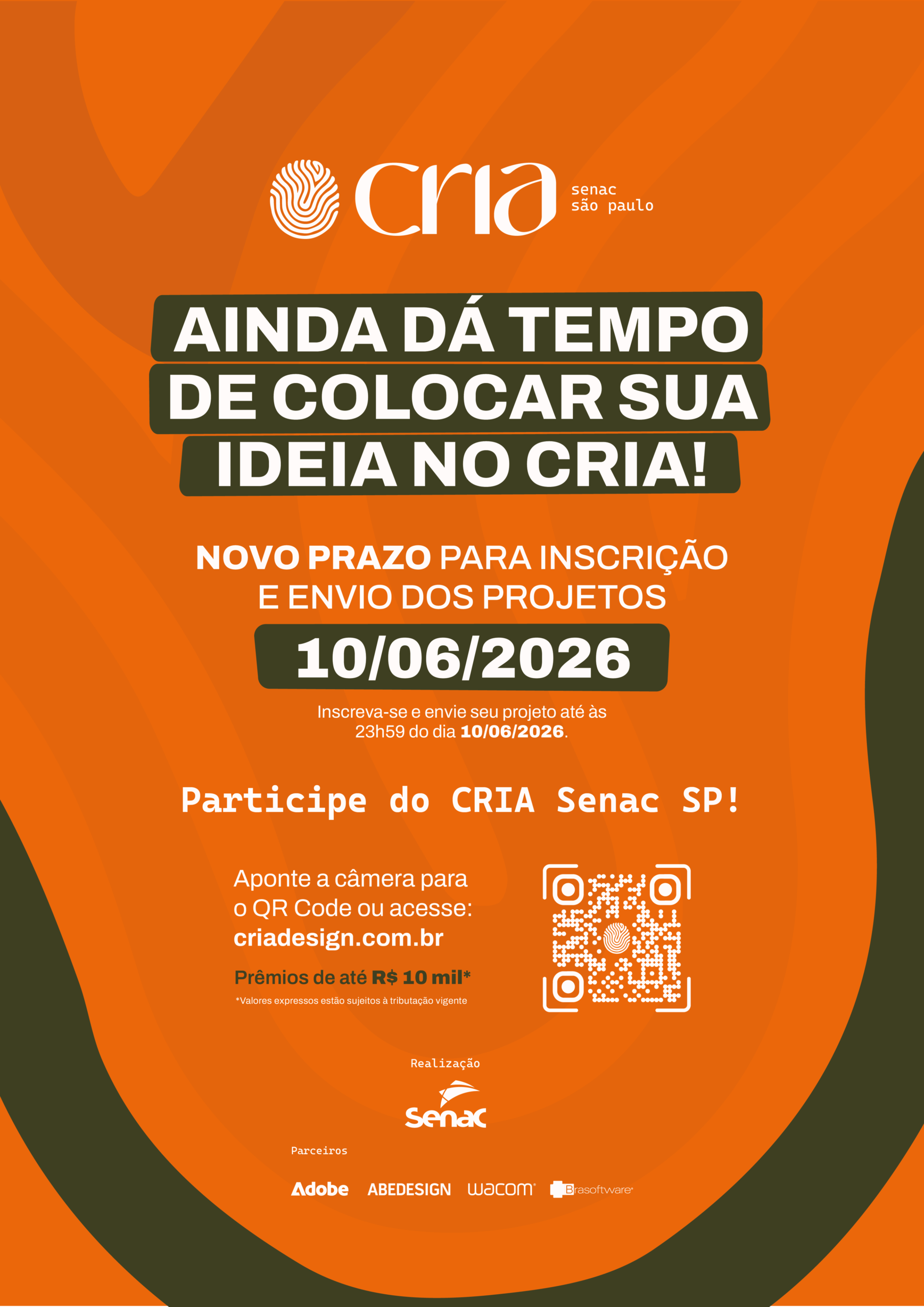 Cartaz anunciando o adiamento da entrega dos projetos até dia 10 de junho